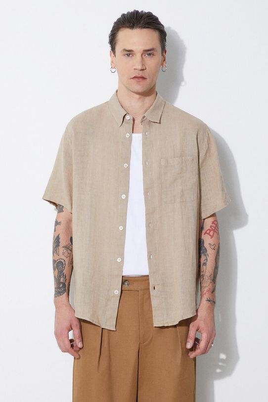 A.P.C. camicia di lino chemisette bellini logo