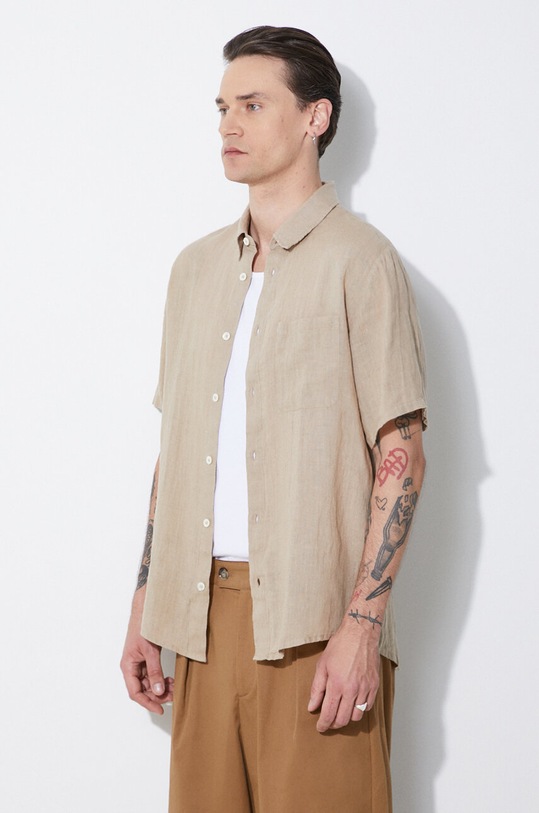 A.P.C. linen shirt chemisette bellini logo beige LIAEK.H12551.BAA