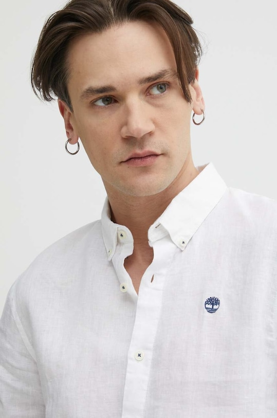 Lněná košile Timberland bílá TB0A2DC31001