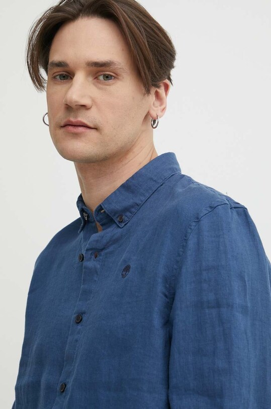 Timberland koszula lniana niebieski TB0A2DC32881