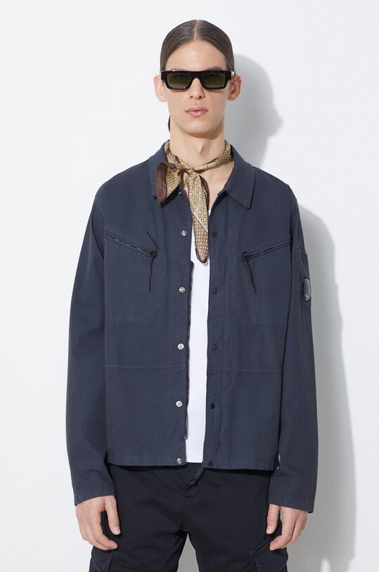 Bavlněná bunda C.P. Company Gabardine Buttoned nezateplené námořnická modř 16CMSH120A002824G