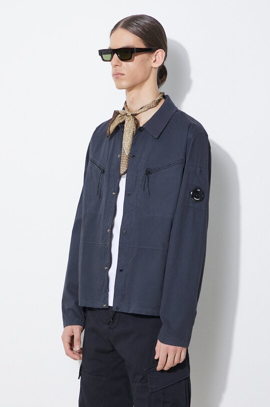 Bavlněná bunda C.P. Company Gabardine Buttoned námořnická modř 16CMSH120A002824G