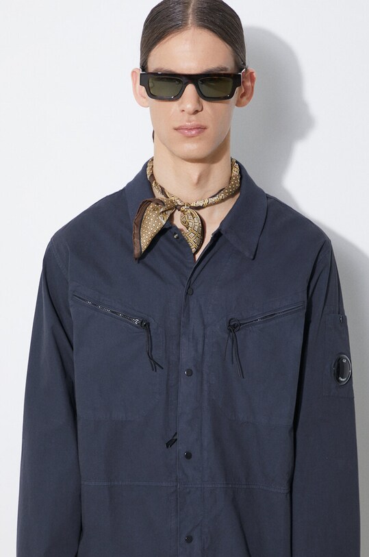 Bavlněná bunda C.P. Company Gabardine Buttoned 16CMSH120A002824G námořnická modř