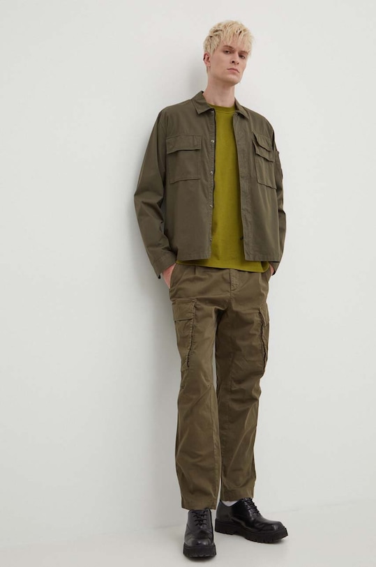C.P. Company koszula bawełniana Gabardine 16CMSH121A002824G zielony SS24