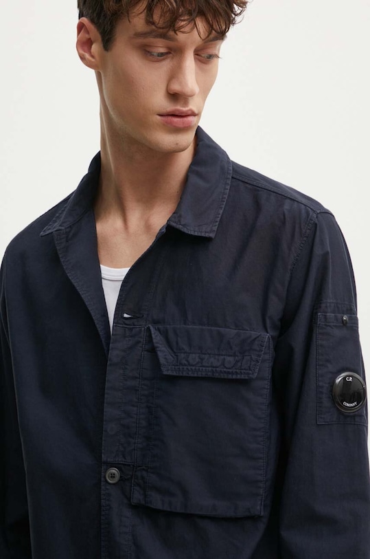 Bombažna srajca C.P. Company Ottoman Brez vzorca mornarsko modra 16CMSH153A006406O