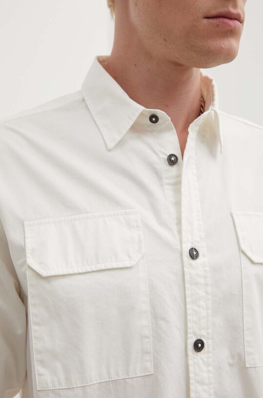 Бавовняна сорочка C.P. Company Gabardine Pocket 16CMSH157A002824G білий SS24