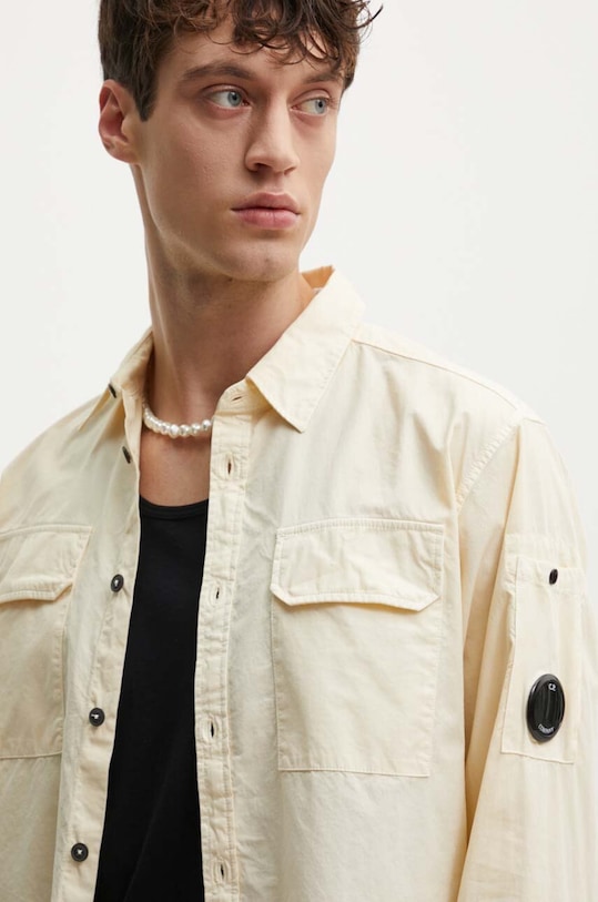 C.P. Company koszula bawełniana Gabardine Pocket bawełna beżowy 16CMSH157A002824G