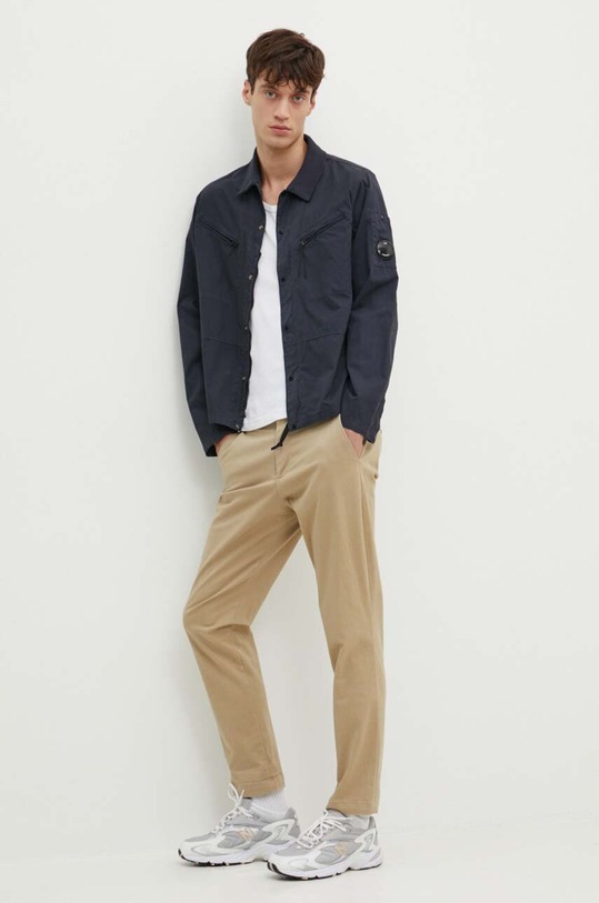 C.P. Company koszula bawełniana Gabardine Pocket 16CMSH157A002824G zielony SS24