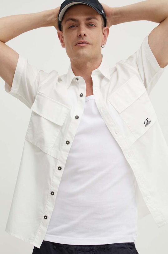 C.P. Company koszula bawełniana Cotton Rip-Stop biały 16CMSH213A005691G