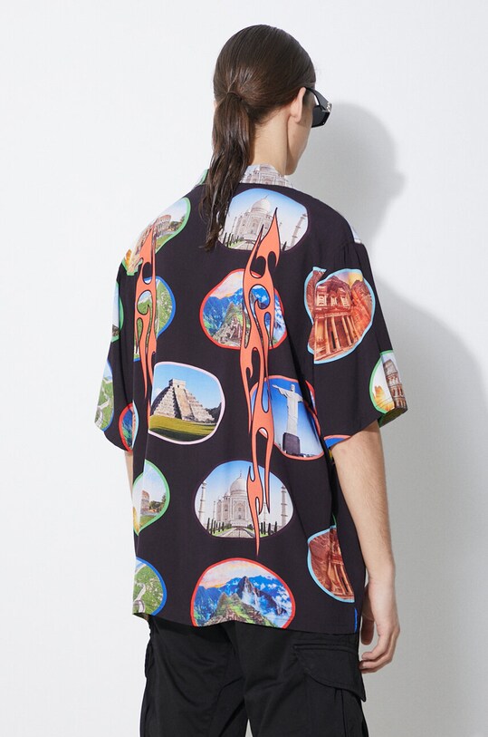 Oblečení Košile PLEASURES 7 Wonder Camp Shirt P24SP001.BLACK černá
