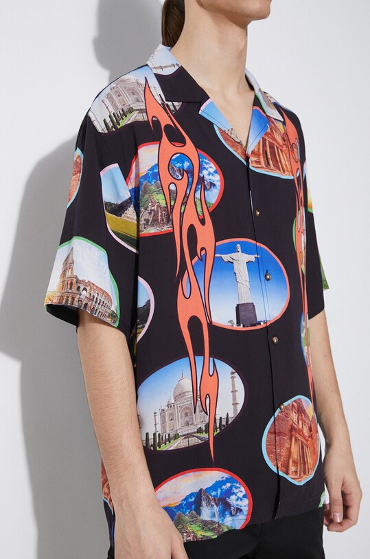 Košile PLEASURES 7 Wonder Camp Shirt P24SP001.BLACK