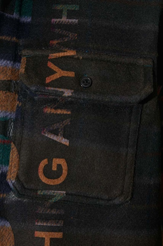 PLEASURES wool shirt Anytime Work Shirt P24SP045.OLIVE