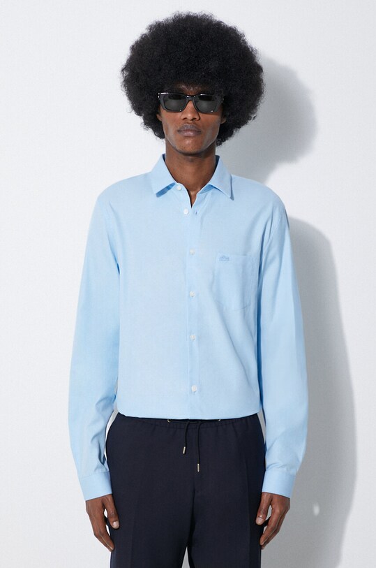 Lacoste camasa din bumbac lung albastru CH8522