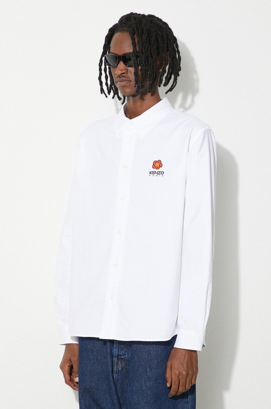 Kenzo camicia in cotone Boke Flower Crest Casual Shirt bianco FD55CH4109LO.01