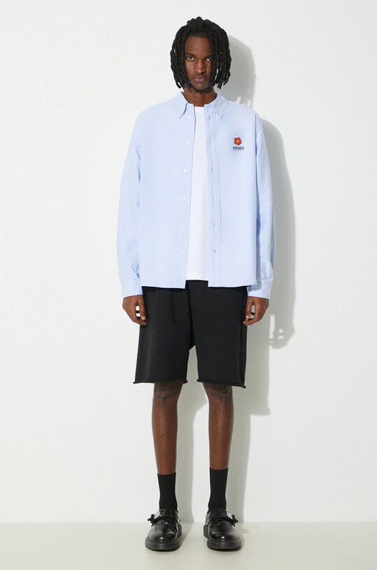 Хлопковая рубашка Kenzo Boke Flower Crest Casual Shirt FD55CH4109LO.64 голубой SS24