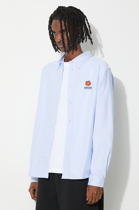 Хлопковая рубашка Kenzo Boke Flower Crest Casual Shirt голубой FD55CH4109LO.64