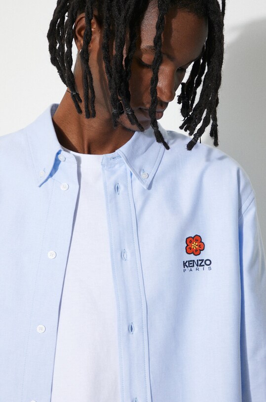 Хлопковая рубашка Kenzo Boke Flower Crest Casual Shirt FD55CH4109LO.64 голубой