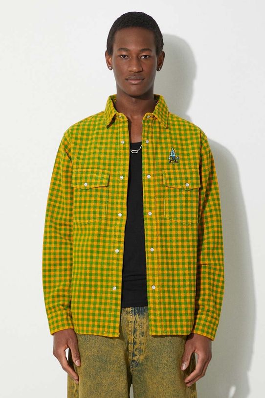 ICECREAM giacca camicia Corduroy Check non isolato verde IC24119