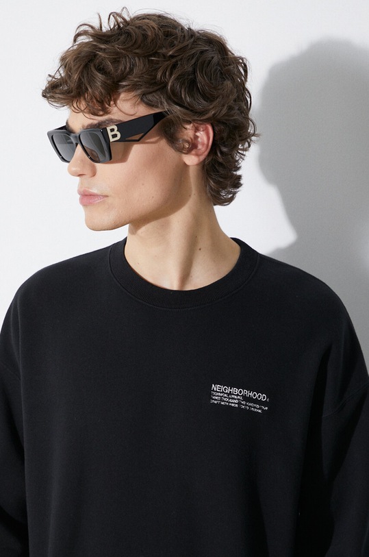 Bavlněná mikina NEIGHBORHOOD Plain 241FPNH.CSM01 černá