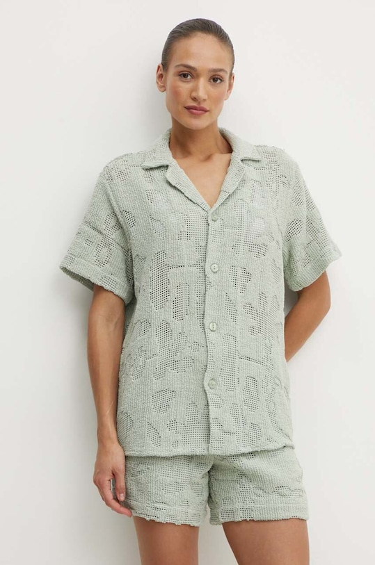 Хлопковая рубашка OAS 7013 зелёный SS25