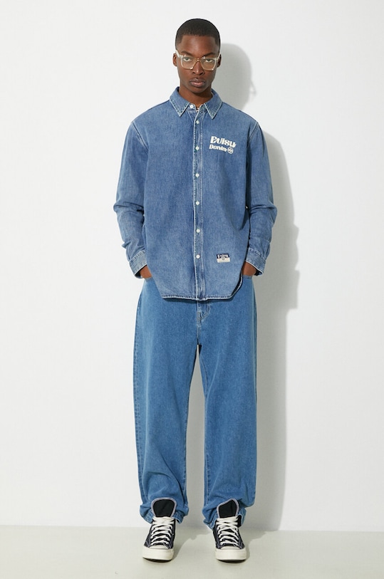 Jeans srajca Evisu Brush Daicock Printed 2ESHTM4DL1015 modra SS24