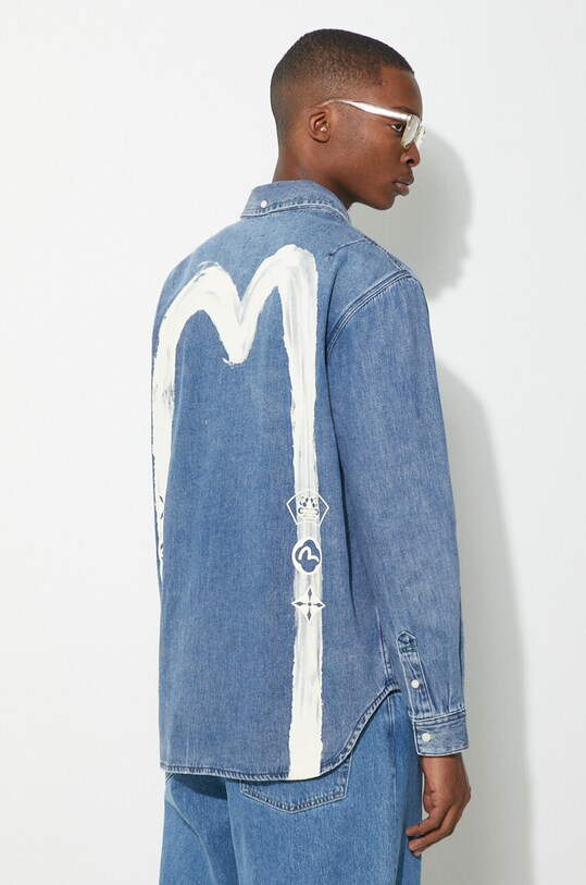Oblačila Jeans srajca Evisu Brush Daicock Printed 2ESHTM4DL1015 modra
