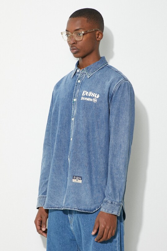 Jeans srajca Evisu Brush Daicock Printed modra 2ESHTM4DL1015