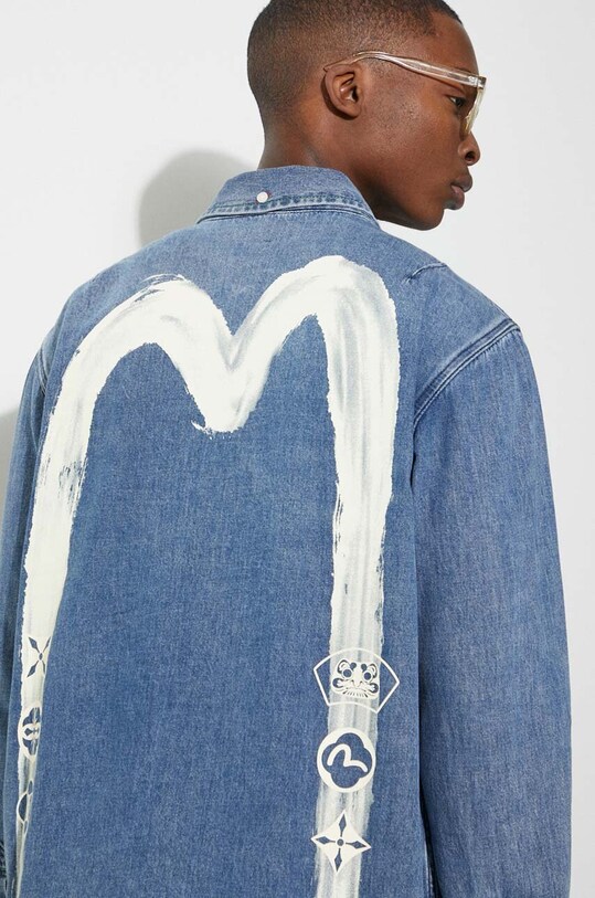 Jeans srajca Evisu Brush Daicock Printed 2ESHTM4DL1015 modra