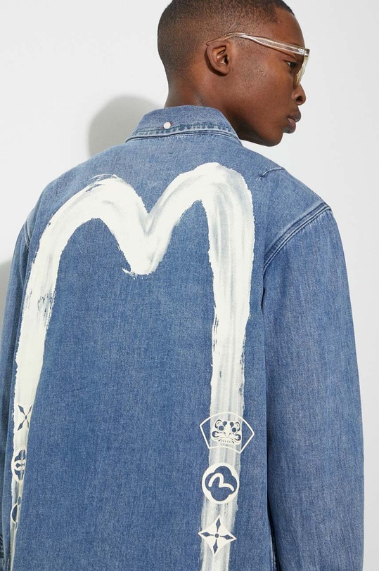 Evisu camasa jeans Brush Daicock Printed 2ESHTM4DL1015 albastru