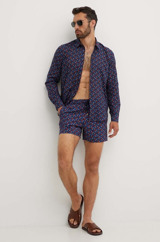 Oblečení Bavlněná košile Vilebrequin CARACAL CCAAV239 námořnická modř