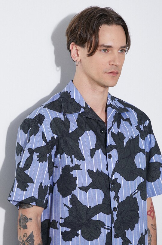 Бавовняна сорочка Neil Barrett Boxy Bold Flowers Print Short Sleeve Shirt MY60214A.Y059.765N блакитний