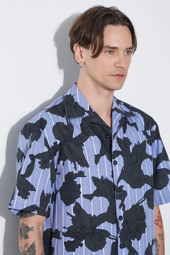 Neil Barrett koszula bawełniana Boxy Bold Flowers Print Short Sleeve Shirt MY60214A.Y059.765N niebieski