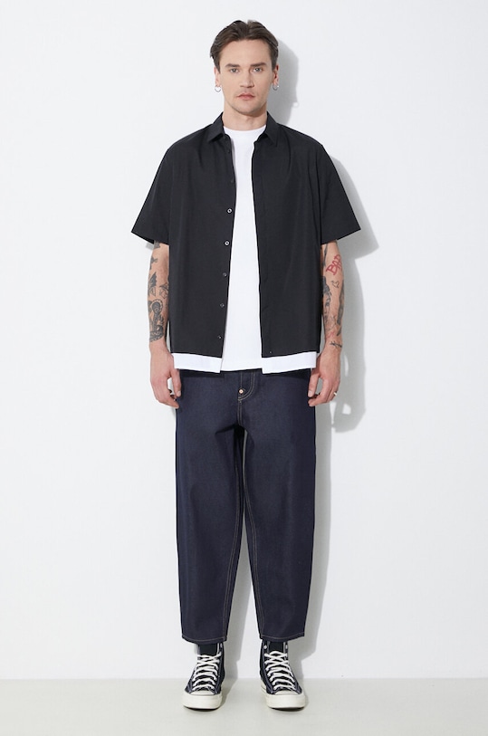 Бавовняна сорочка Neil Barrett Loose Double Layer Short Sleeve Shirt MY60218C.Y051.524N чорний SS24