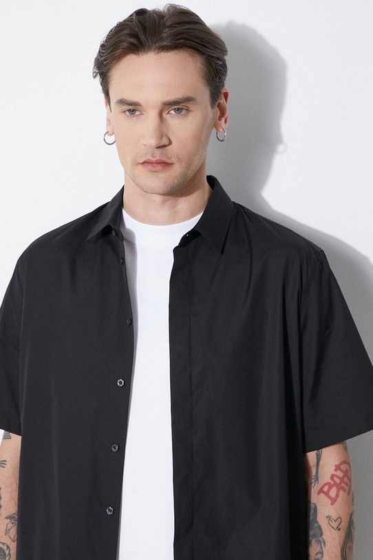 Бавовняна сорочка Neil Barrett Loose Double Layer Short Sleeve Shirt MY60218C.Y051.524N чорний