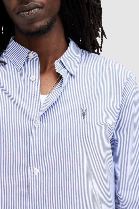 AllSaints koszula bawełniana HILLVIEW LS SHIRT MS513Z niebieski SS24