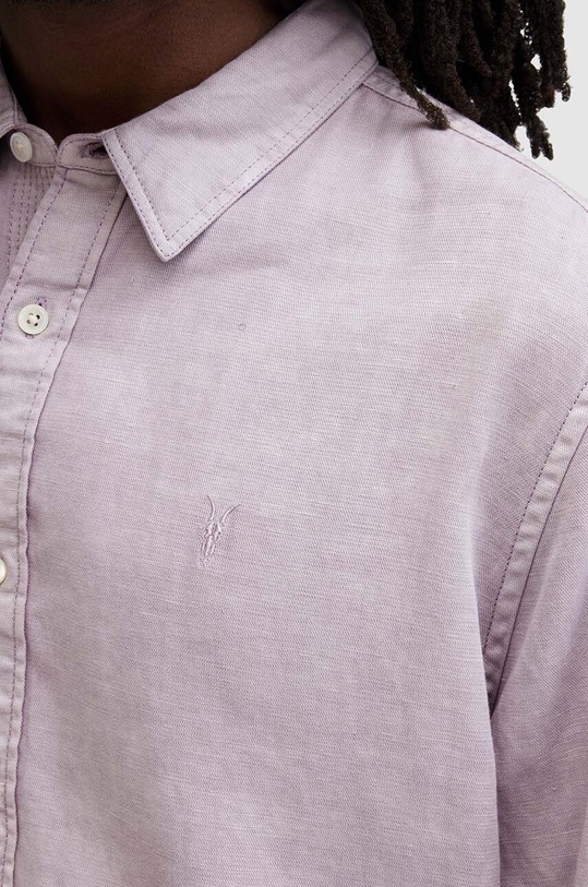 AllSaints koszula z lnem LAGUNA LS SHIRT MS540Z różowy AW24