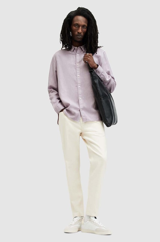 AllSaints koszula z lnem LAGUNA LS SHIRT MS540Z