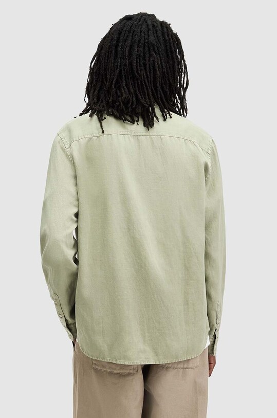 AllSaints cămașă de in LAGUNA LS SHIRT verde MS540Z
