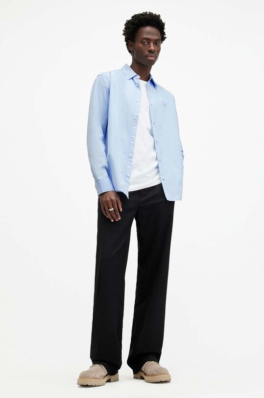 Бавовняна сорочка AllSaints TAHOE LS SHIRT MS539Z блакитний