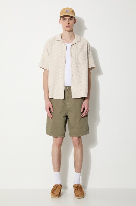 Хлопковая рубашка Corridor Rainbow Weave Camp SS0086 бежевый SS24