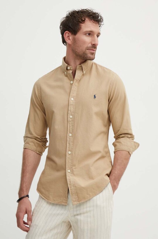 Бавовняна сорочка Polo Ralph Lauren бежевий 710889739