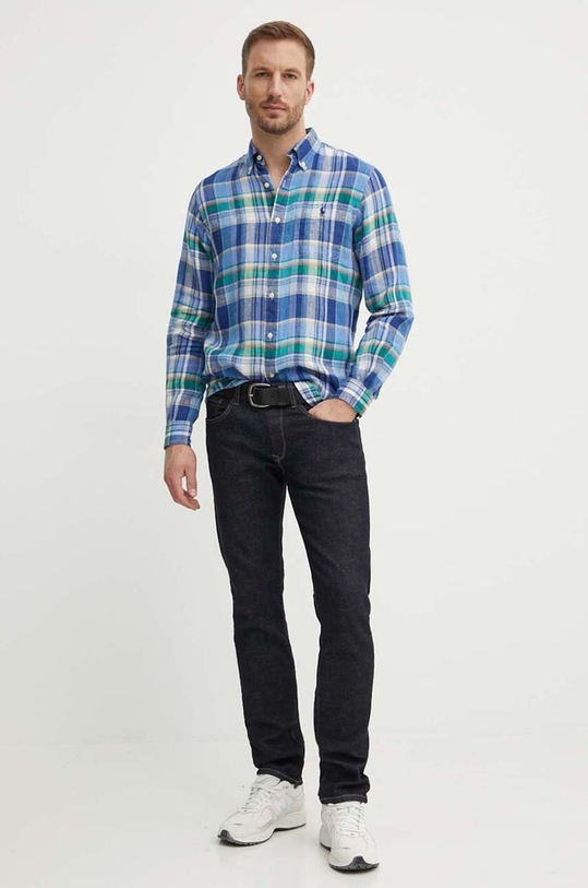 Odzież Polo Ralph Lauren koszula lniana 710938002 niebieski
