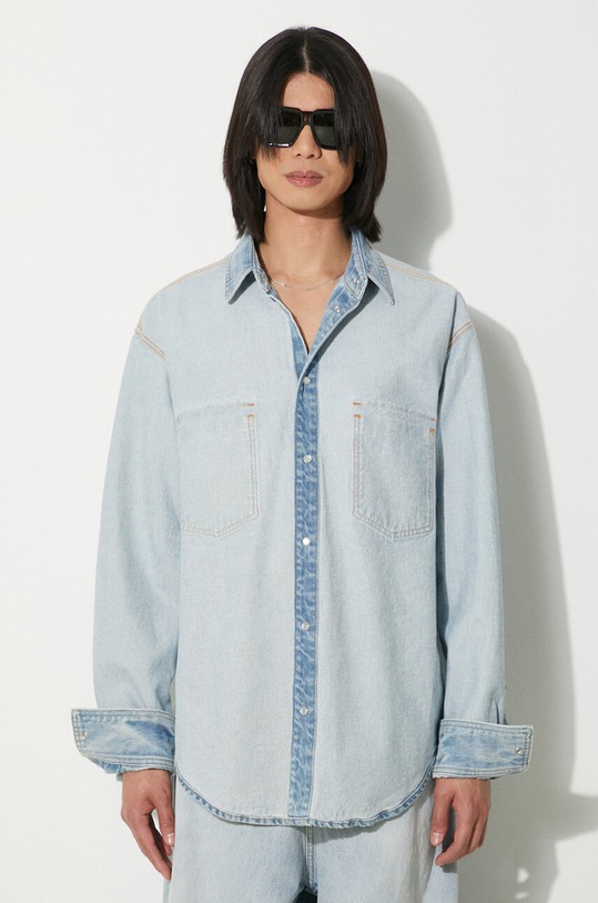 Τζιν πουκάμισο VETEMENTS Inside-Out βαμβάκι μπλε UE64SH500N