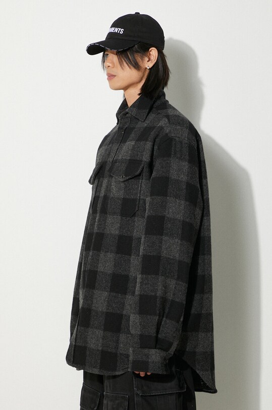 Košilová bunda VETEMENTS Flannel Shirt černá UE64SH260BG