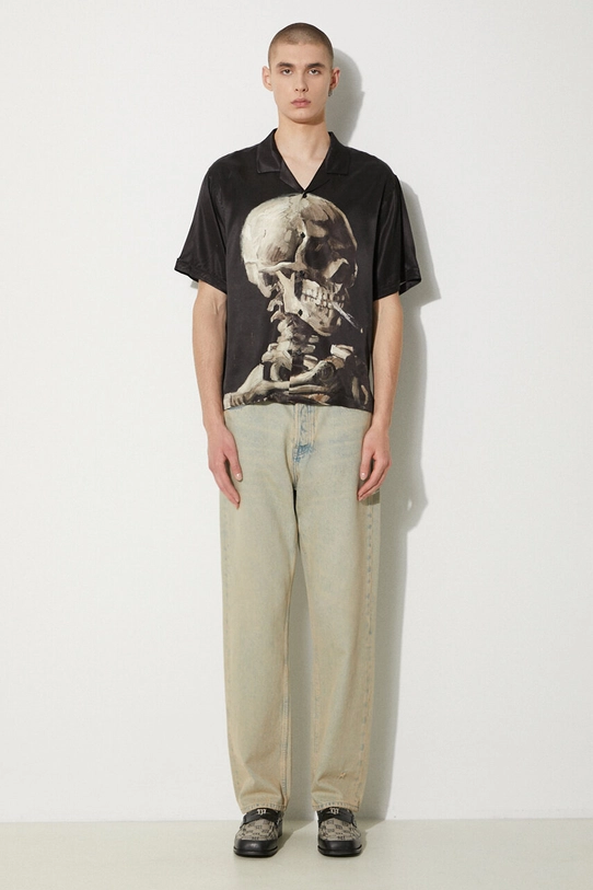 Риза STAMPD Skeleton Camp Collar Buttondown SLA.M3142BD.SKL черен SS24