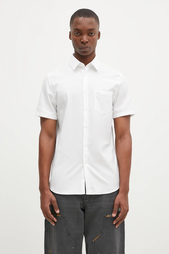 Bavlnená košeľa Lacoste jednofarebný biela CH8528