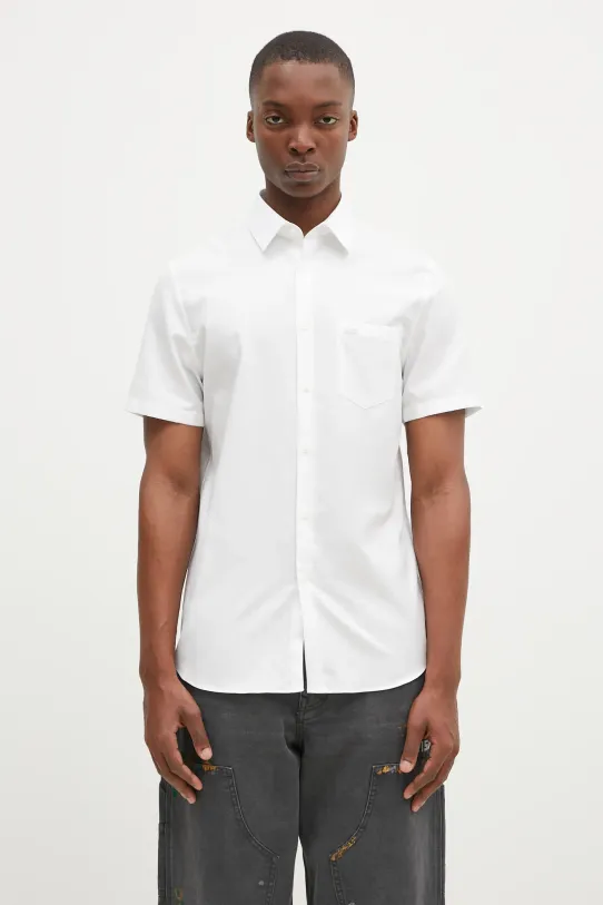 Lacoste koszula bawełniana gładkie biały CH8528