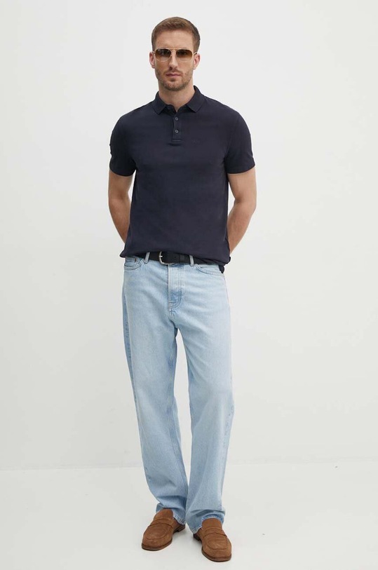 Bavlnené polo tričko Armani Exchange 3DZFAB.ZJXUZ tmavomodrá SS24