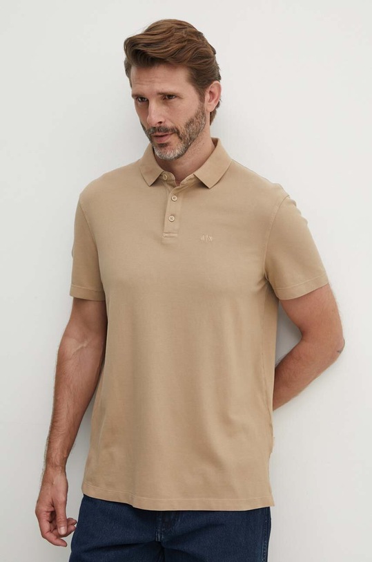 Бавовняне поло Armani Exchange 3DZFAB.ZJXUZ бежевий SS24