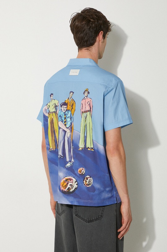 Odzież Filling Pieces koszula bawełniana Resort Shirt 98733980631 niebieski